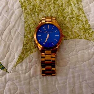 MICHAEL KORS COBALT BLUE AND GOLD WATCH LARGE FACE